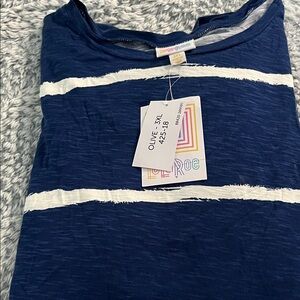 LuLaRoe Navy and White Striped Tee
